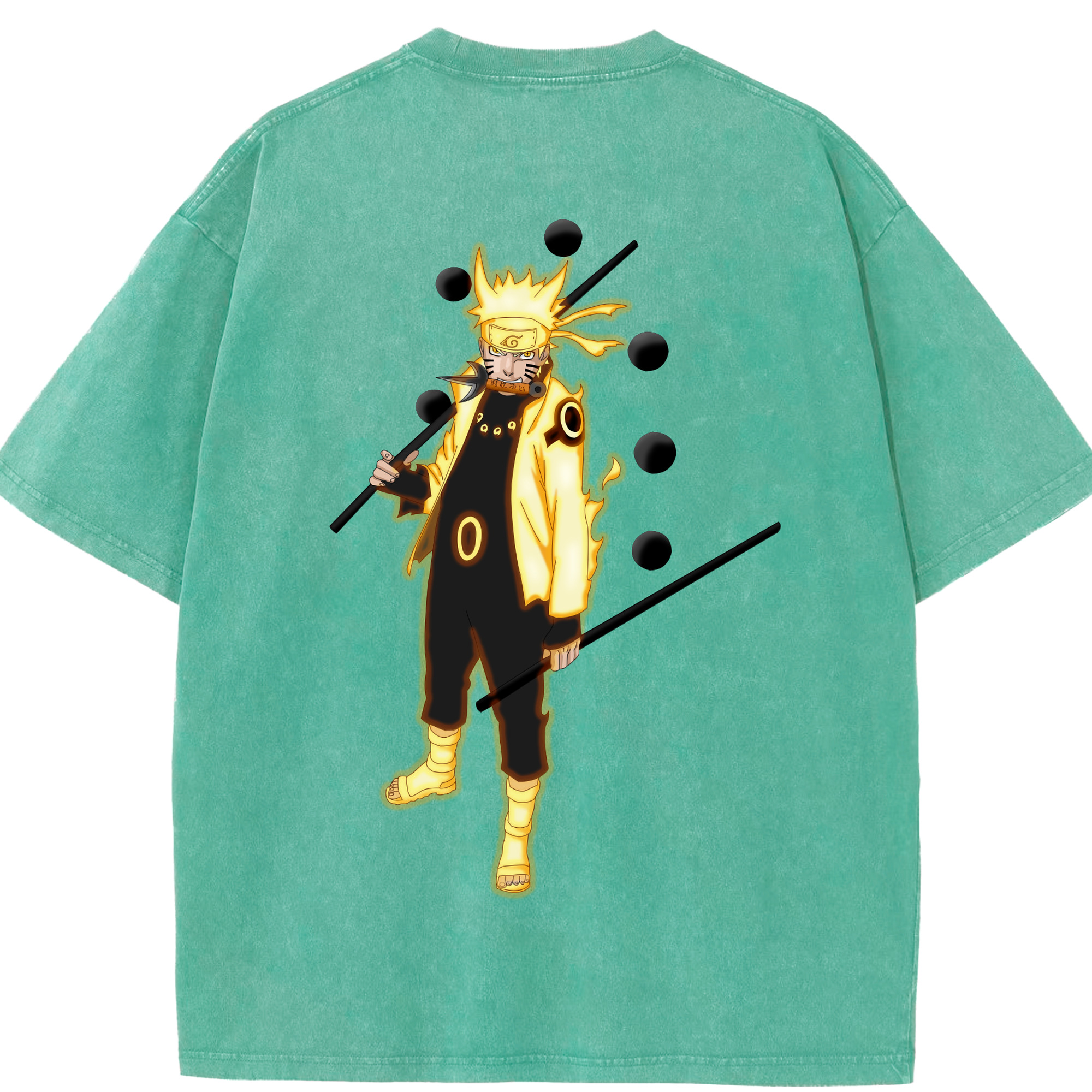 （画像用） NARUTO -ナルト- うずまき ナルト Uzumaki Naruto 綿100% ヴィンテージ風 半袖Tシャツ（背面プリント）